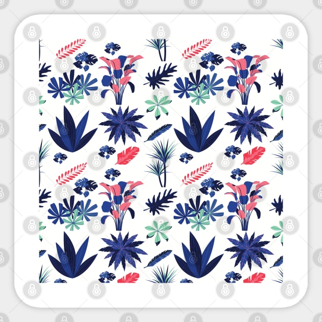 Mixed Leaves Pattern Sticker by SomebodyArts